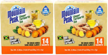 Jamaica Mountain Peak Ginger Turmeric Tea, With No Added Sugar, 6.3 Ounce (Pack of 2)
