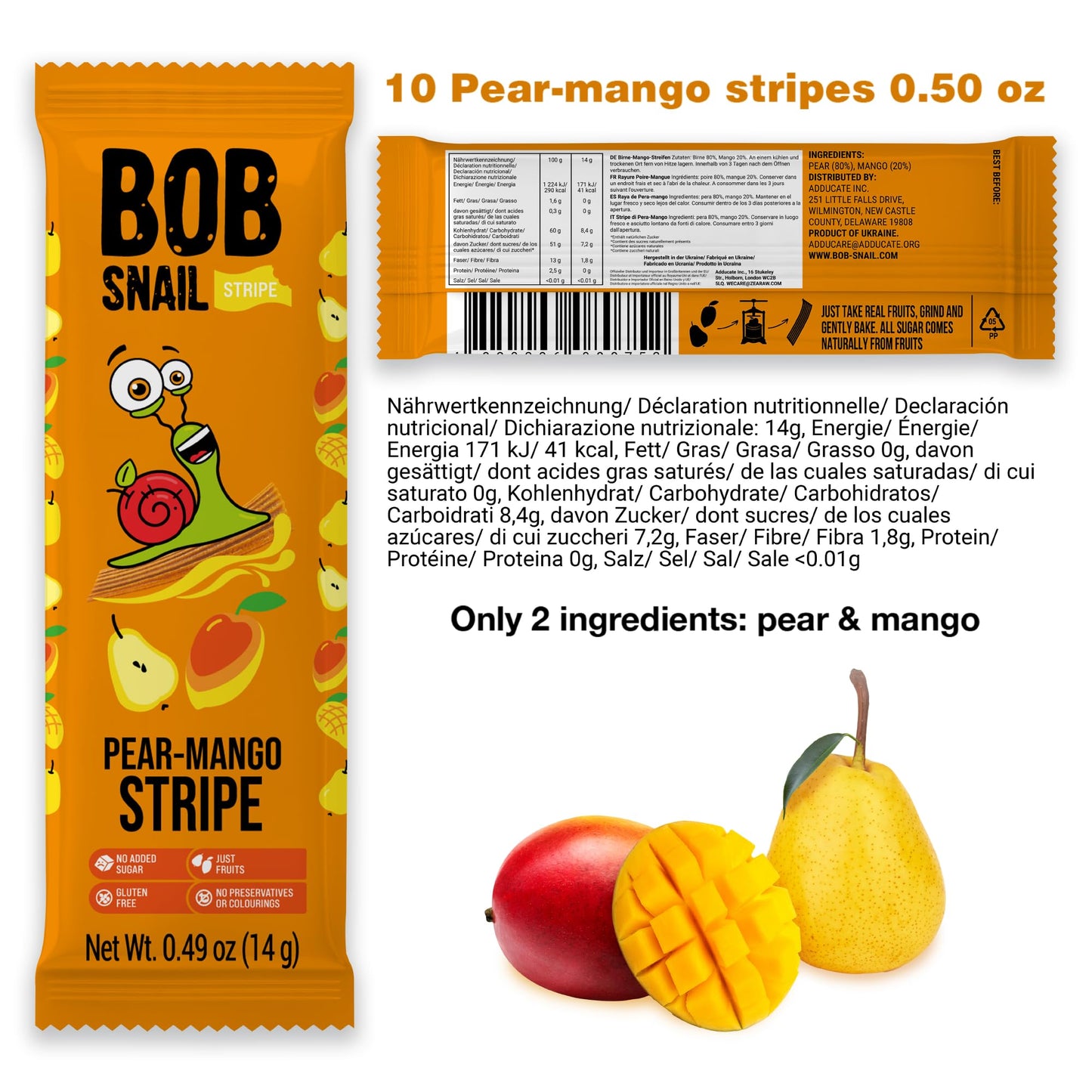 Bob Snail Snacks Variety Pack - 30 Healthy Fruit Snacks, Gluten-Free, Vegan, Low Carb, No Sugar Added, Individual Packs