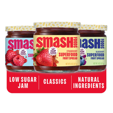 Smash Foods Jam Variety 3-Pack Classics | No Sugar Added, Naturally Sweet Jelly | Keto Friendly, Low Calorie, Low Carb | Non GMO
