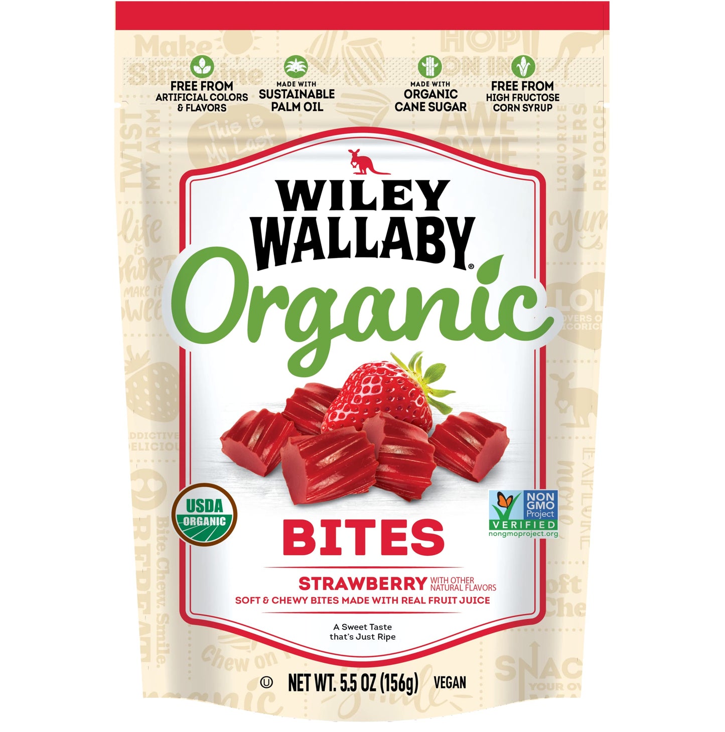 Wiley Wallaby Organic Strawberry Licorice Bites, 55 Oz