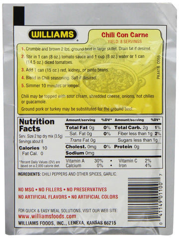 Williams Chili Seasoning Mix, 1-Ounce Packets (Pack Of 24)