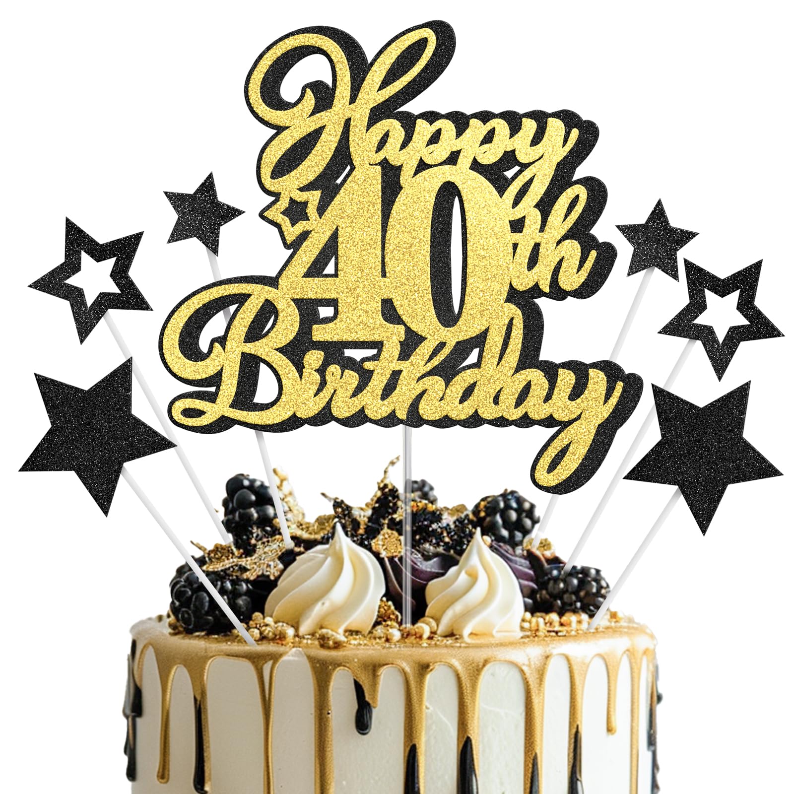 Happy 40th Birthday Cake Topper 40 Birthday Cake Decorations, Happy 40th Birthday Anniversary Party Cake Decorations for Men Wom