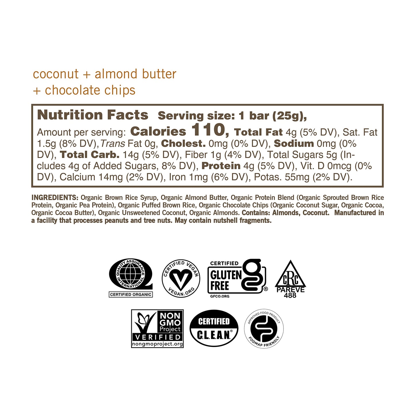 Gomacro Macrobar Mini Organic Vegan Snack Bars - Coconut + Almond Butter + Chocolate Chips (0.90 Ounce Bars, 24 Count)