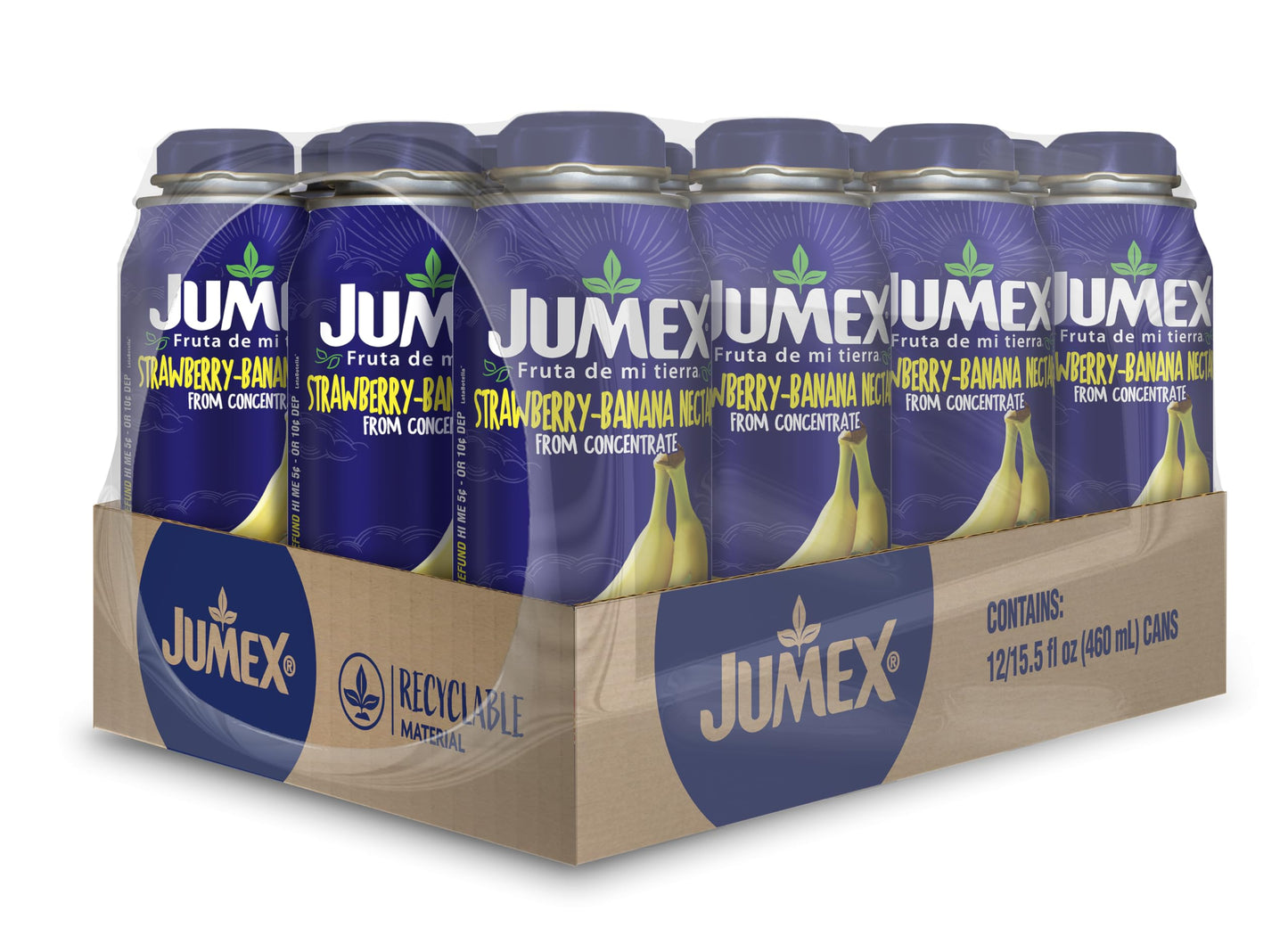 Jumex Lata Botella Strawberry-Banana Nectar | Insulated, Bpa-Free Aluminum Can With Resealable Top | 16.9 Fl Ounces (Pack Of 12)