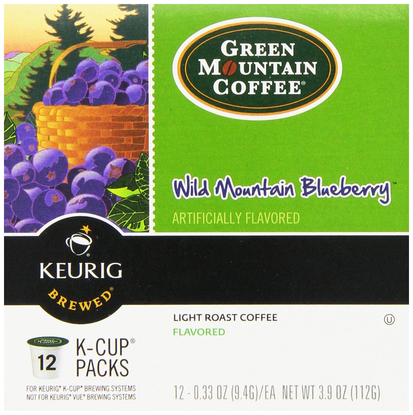 Green Mountain Coffee K-Cup, Wild Mountain Blueberry, 12-Count