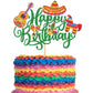 YCTHUNFISH Cake Topper, Cactus & Donkey Design, 5.9x8.7 inches, Paper/Bamboo, Green for Birthday/Mexican Fiesta Party