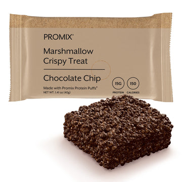 Promix Nutrition Protein Puff Bars, 12-Pack - Chocolate Chip - Marshmallow Crispy Treat - Great Tasting & Healthy On The Go Snack - High Protein & Low Calorie - Non-Gmo & Free From Gluten, Soy, & Corn