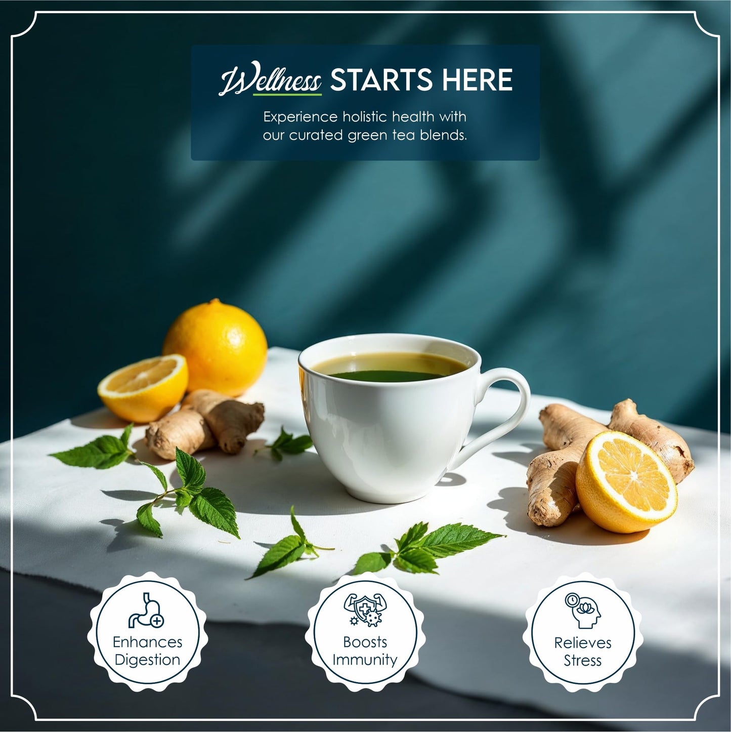 Tea Leaf & Co. Harmony Pure Delight 9 Pack Enhanced Tea Gift Combo Box (Classic, Tulsi Ashwagandha, Lemon Ginger, Mint, Detox Kahwa, Turmeric Tulsi, Honey Lemon, Sweet Hibiscus & Green Chamomile) - 8Oz
