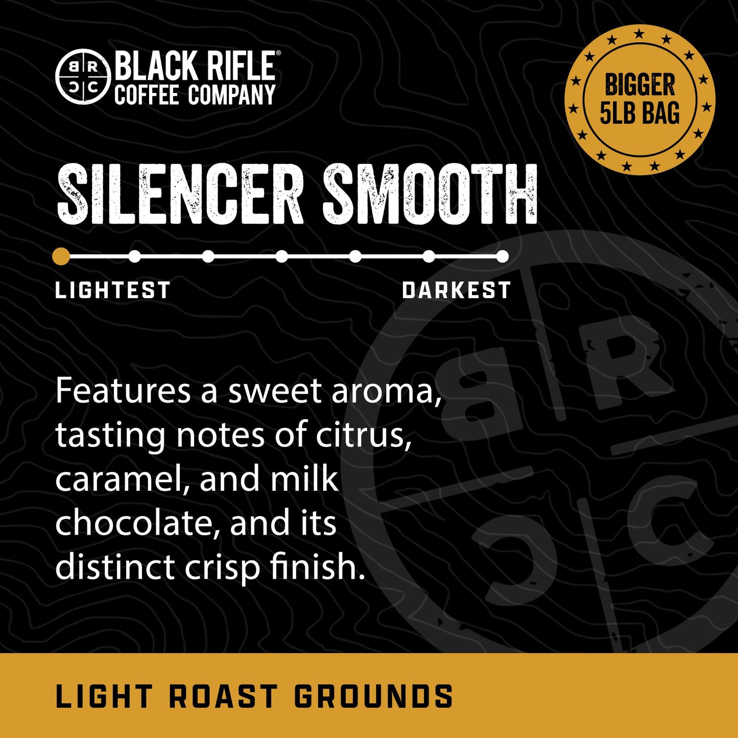 Black   Coffee Company Silencer Smooth, 5 Lb Bag, Ground Coffee Light Roast - Roasted Blend Made From Arabica Beans - Colombian & Brazilian Beans - Veteran Founded & American Made