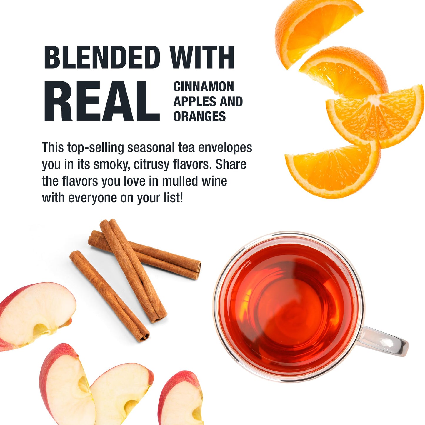 Tiesta Tea Loose Leaf Mulled Wine Herbal Tea, Premium Non-Caffeinated Holiday Blend, 1.5 Ounce Pouch, Brews Up to 25 Cups, Fireside Spice