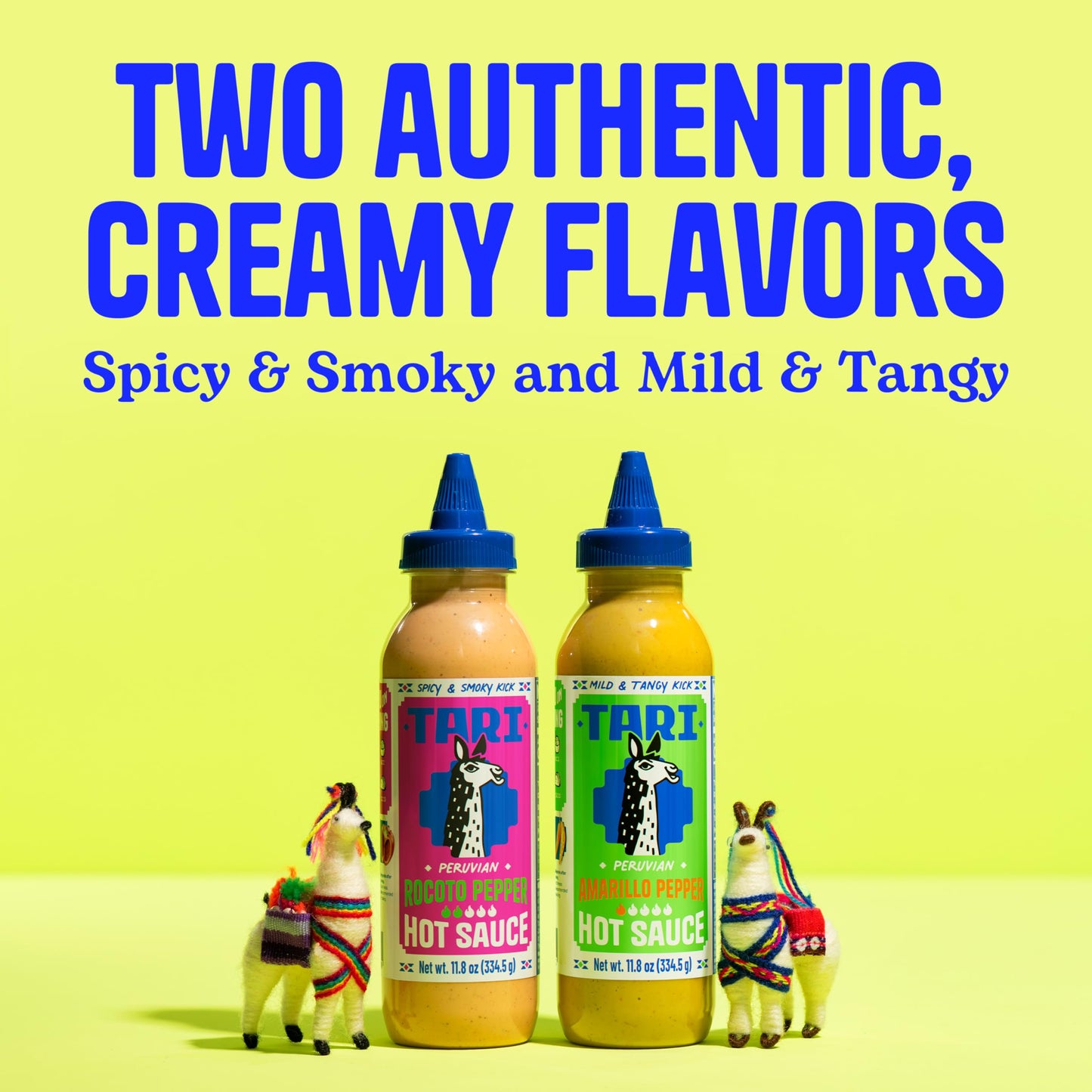 Tari Peruvian Hot Sauces, Two-Pack, Aji Amarillo Pepper Sauce & Aji Rocoto Pepper Sauce Flavors, Perfect for Burgers, Tacos, Egg