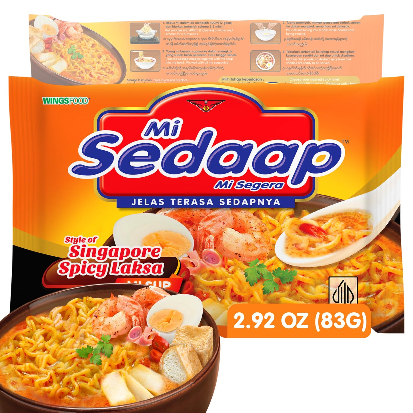 Mi Sedaap - Authentic Indonesian Instant Noodles, Halal Certified, Perfect For Quick And Flavorful Meals | 3 Oz (Pack Of 10, Sin