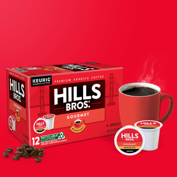 Hills Bros. Gourmet Blend Coffee, Single Serve Keurig K-Cup Pods, Medium Roast Coffee, 12-Count Box