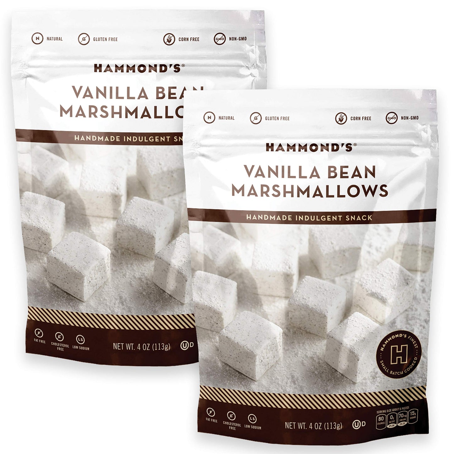 Hammonds Candies Gourmet Marshmallows - Vanilla Bean | Great For Snacking, Hot Chocolate, Smores, Baking | Gluten-Free, Kosher,