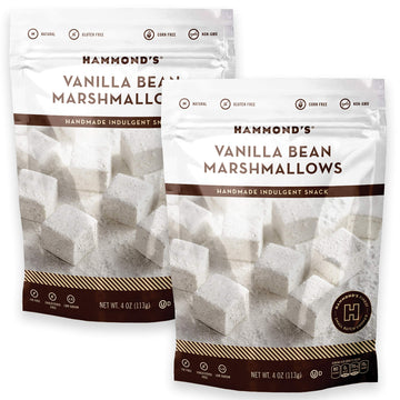 Hammonds Candies Gourmet Marshmallows - Vanilla Bean | Great For Snacking, Hot Chocolate, Smores, Baking | Gluten-Free, Kosher,