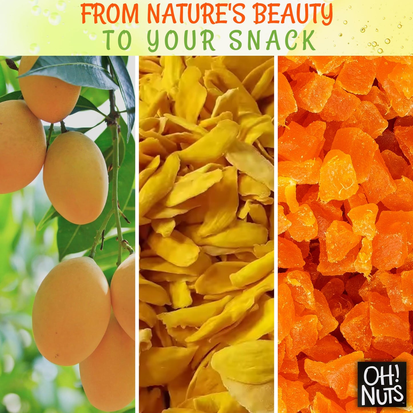 Dried Mango | 1 Lb - Sweetened Dried Fruit Diced | Dehydrated Fruit Bites | Packed In New York Zip-Seal Bag For Exceptional Freshness By Oh Nuts