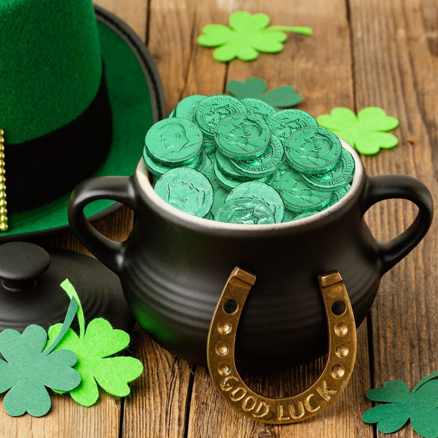 Albert Premier Belgian Chocolate Coins Bulk Pack - Approx. 110 Green Foil Wrapped Milk Chocolate Coins Candy For Party Favors, G