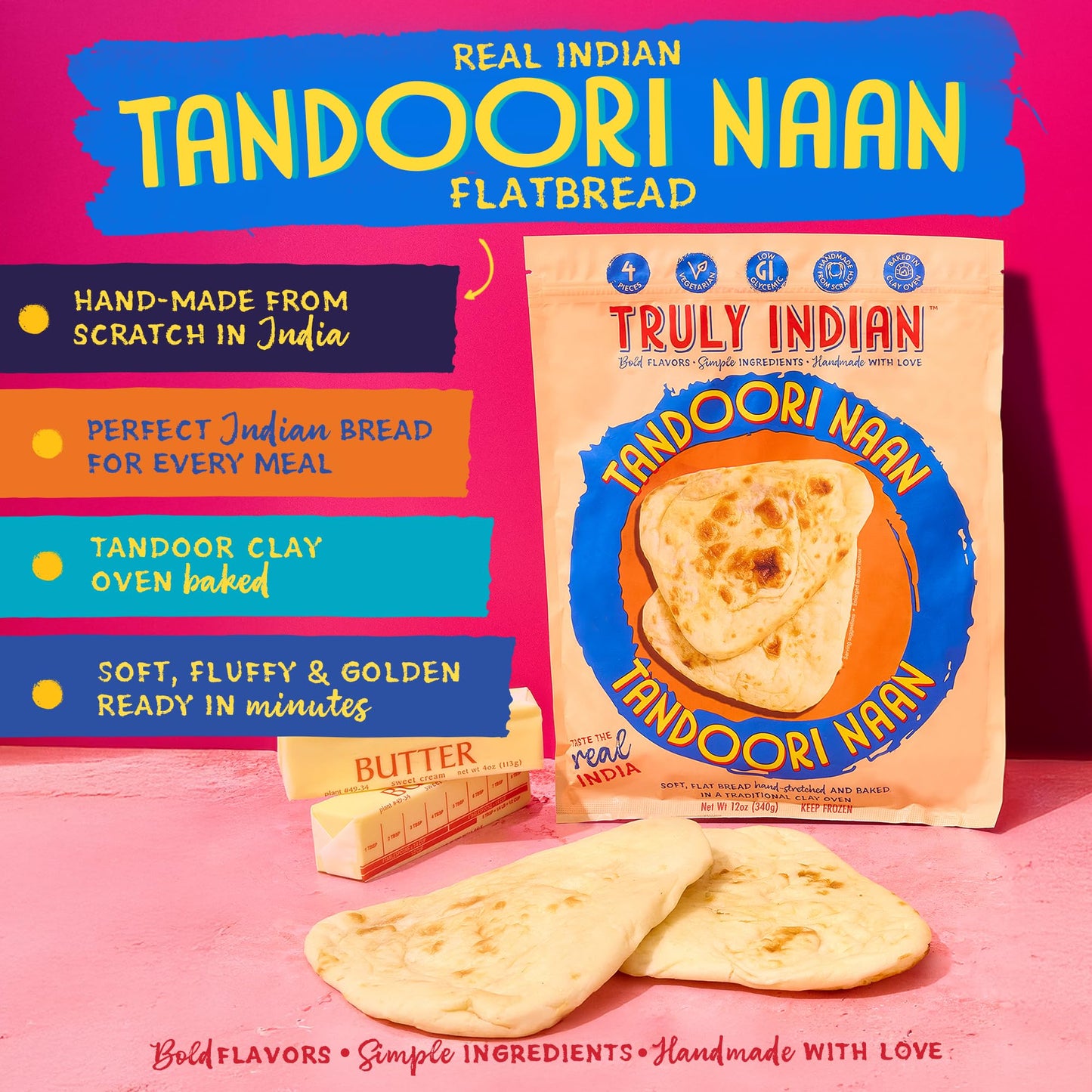TRULY INDIAN, Indian Food, Tandoori Naan, 12 OZ