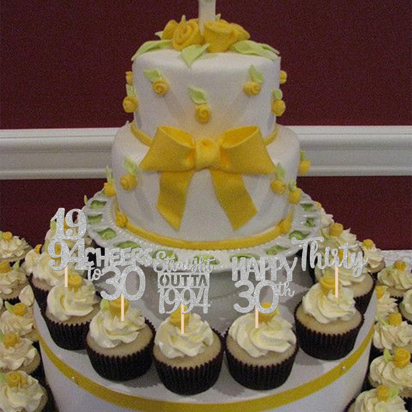 30Pcs 30Th Birthday Cupcake Toppers Glitter Thirty Happy 30Th Straight Outta 1994 Cupcake Picks For Cheers To 30 Years 30Th Birt