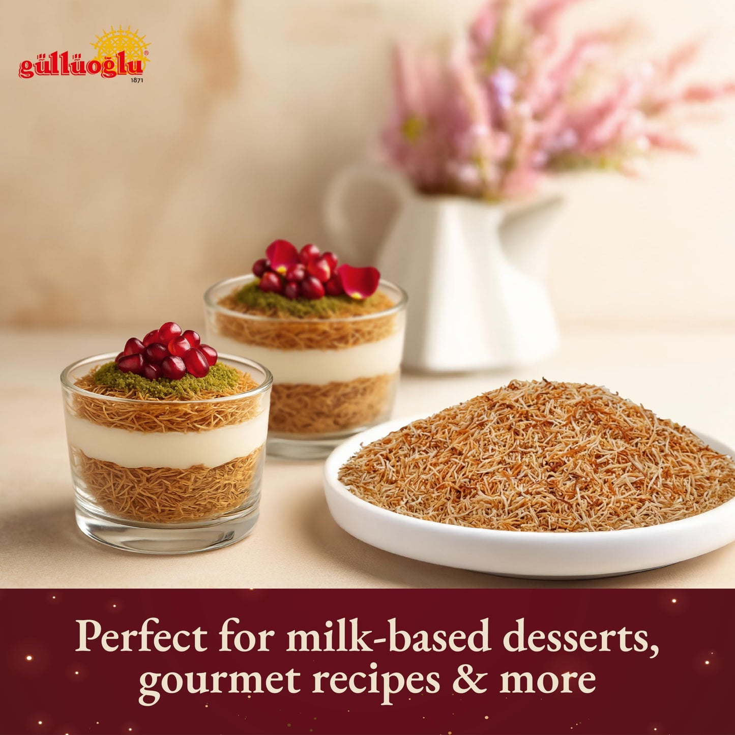 Gulluoglu Baked & Shredded Kataifi - 200 G - 0.44Lb Kadayif Chopped Fillo Dough, Shredded Phyllo, Kadayif Pastry Dough, Knafeh,