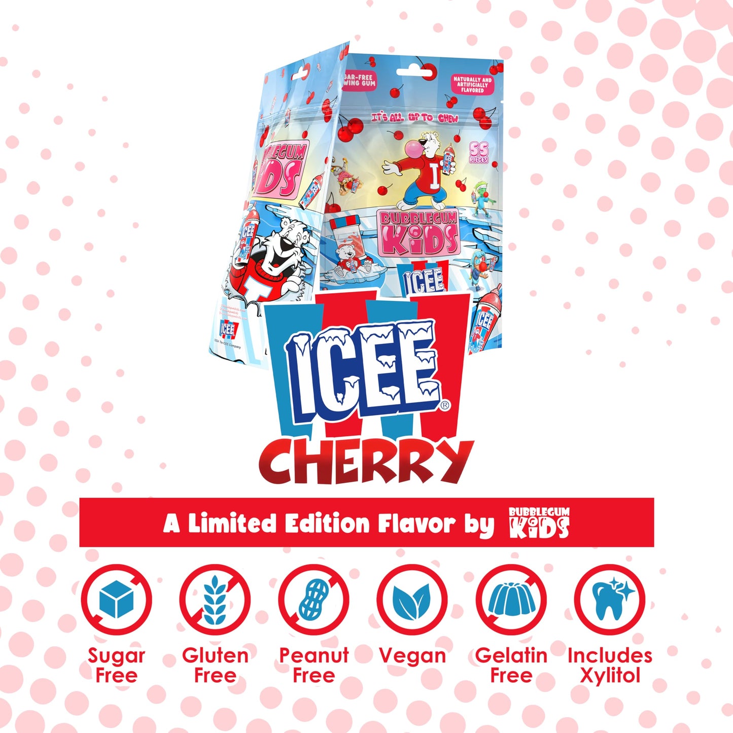 Bubblegum Kids Sugar Free Gum - Icee Bubble Gum For Kids And Adults - Xylitol Chewing Gum Sugar Free - Aspartame Free, Vegan Fri