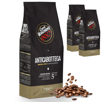 Caffe Vergnano 1882 Antica Bottega Whole Bean Arabica Medium Roast Espresso - Italian Coffee Beans Chocolate, Nuts and Caramel N