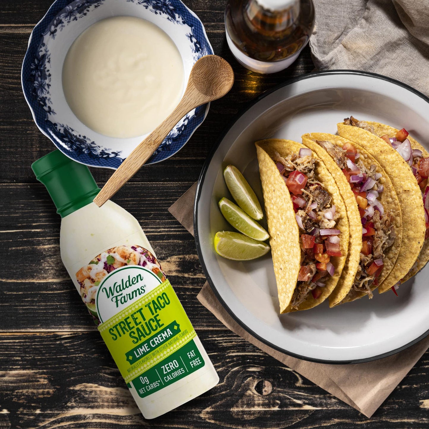 Walden Farms Street Taco Sauce Lime Crema - Calorie-Free, Gluten-Free, Low Carb, Keto-Friendly, Sugar-Free, Tangy Lime Crema Fla