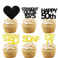 18pcs Black Gold Glitter Dessert Cupcake Pick for Straight Outta 1975 Cheer to 50 Years Old Theme Decor Supplies Happy 50th Birt