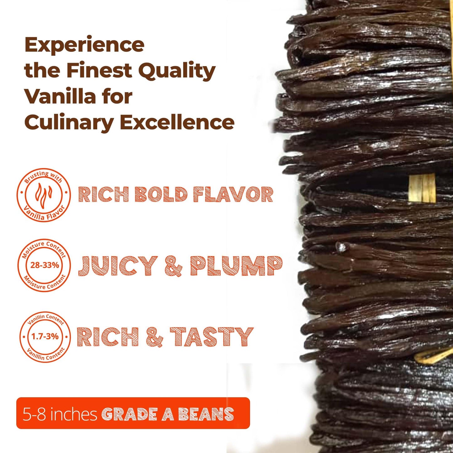 Akshit Vanilla Beans - Grade A +, 4LB Pods for Baking & Cooking, Non-GMO, 6-8 Inches