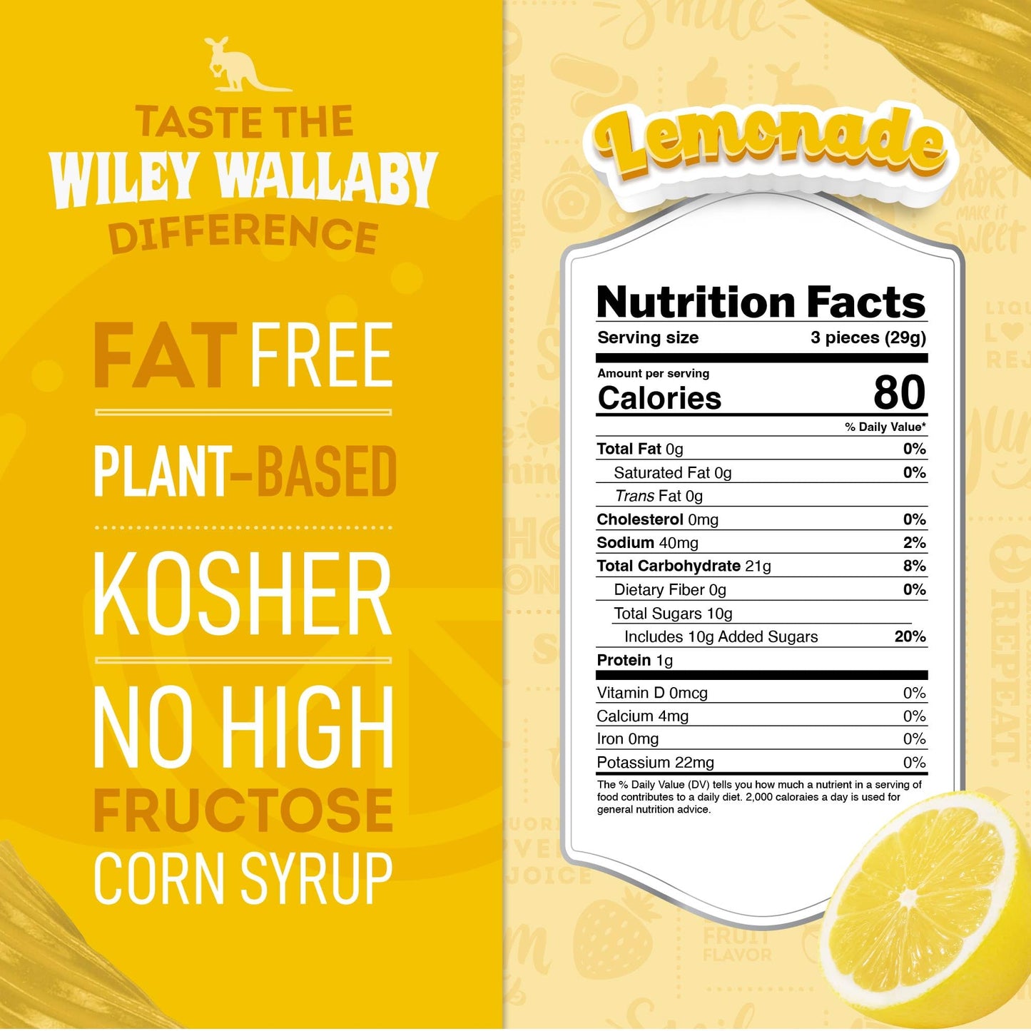 Wiley Wallaby Licorice 7.05 Ounce Classic Gourmet Soft & Chewy Australian Lemonade Licorice Candy Twists, 3 Pack