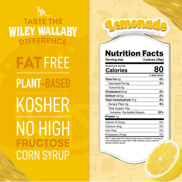 Wiley Wallaby Licorice 7.05 Ounce Classic Gourmet Soft & Chewy Australian Lemonade Licorice Candy Twists, 3 Pack