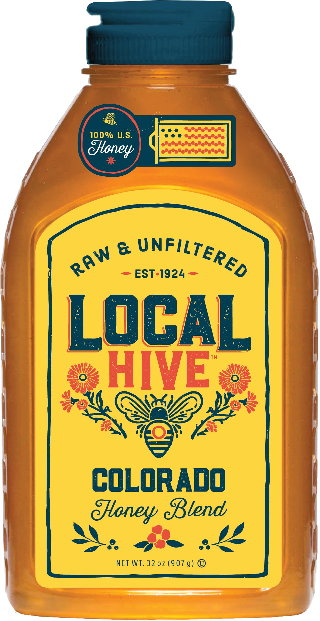 Local Hive Colorado Raw Unfiltered Honey 32Oz. 100% Us Honey Sourced From American Bees And Beekeepers.