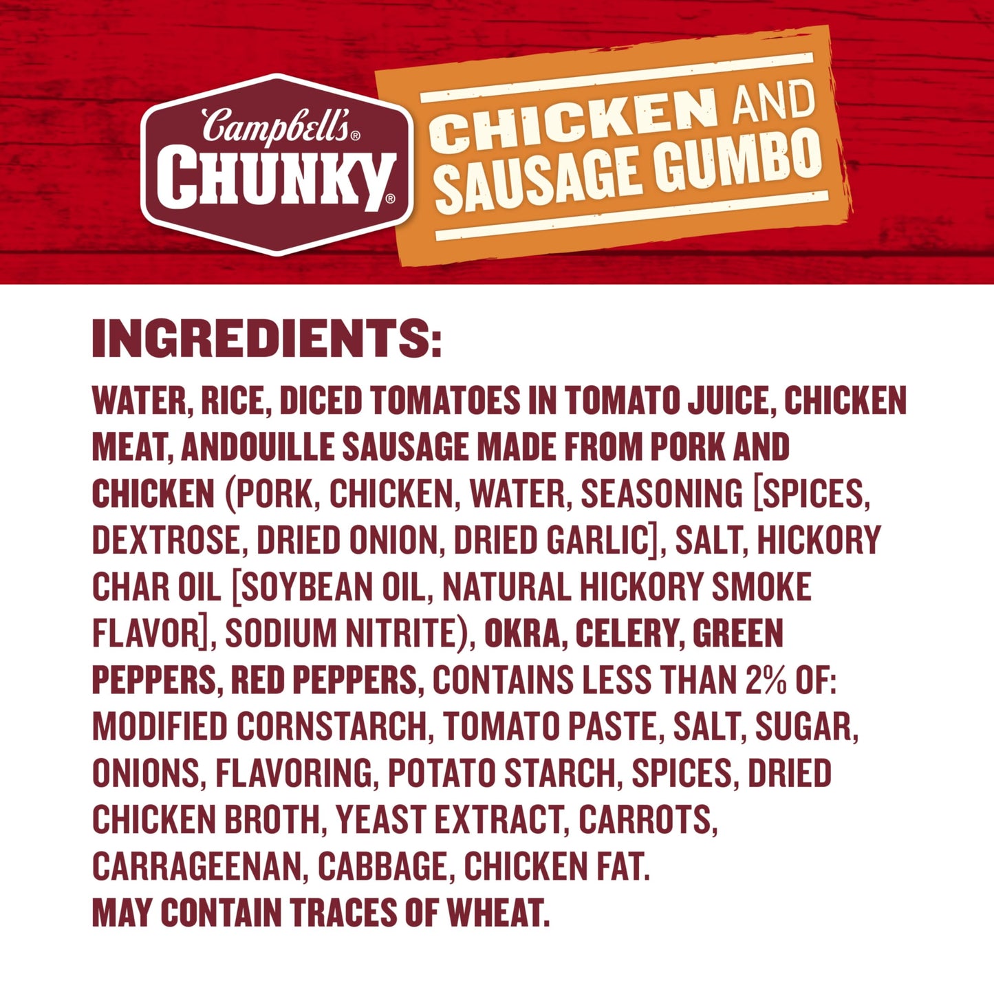 Campbell’s Chunky Soup Chicken and Sausage Gumbo, 16.1 Oz Can, Pack of 8 - Hearty, Flavorful Meal for Quick Lunch or Dinner