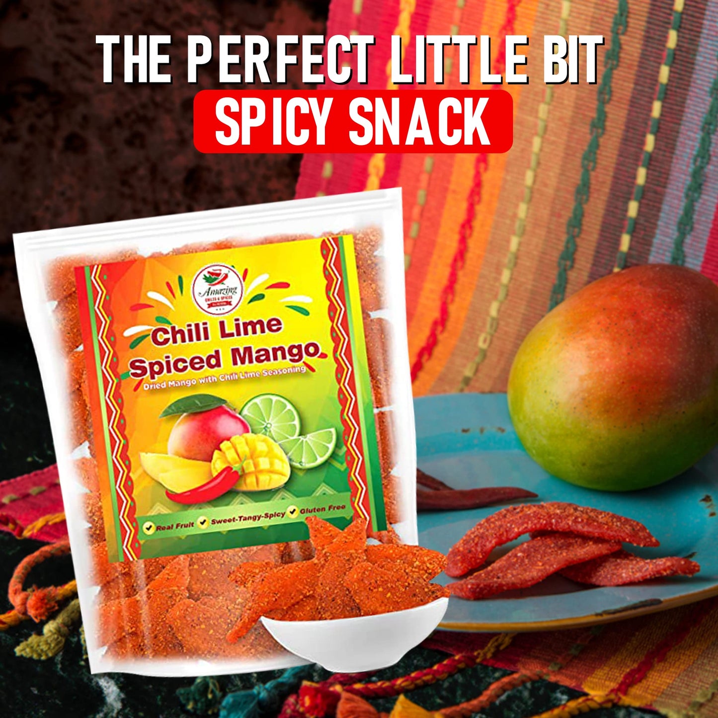 Chili Lime Dried Mango Slices, 1 Lb. Bag, Sweet, Tangy, And Spicy, Authentic Mexican Style Dry Fruit, Fresh And Natural