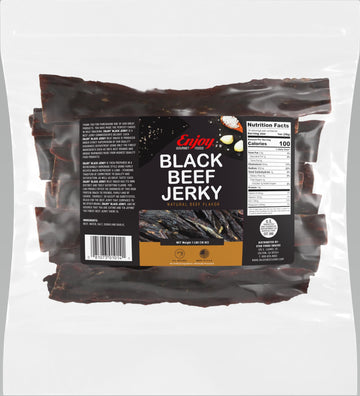Enjoy Black Beef Jerky 16 oz (Pack of 1) | Traditional Style | USA Made | High Protein | Low Fat | Zero Trans Fat | No Preservat