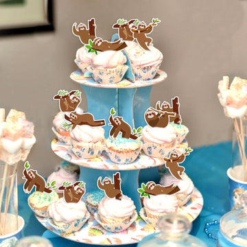 42Pcs Edible Cupcake Toppers Wafer Paper Sloth Animal Cupcake Toppers Drink Topper Dessert Muffin Cake Picks Cake Decoration For