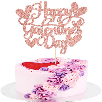 Gyufise 1Pc Happy Galentine'S Day Cake Topper Glitter Sweet Love Valentines Day Cake Topper Decorations For Valentine'S Day Them
