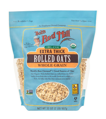 Bob s Red Mill Organic Extra Thick Rolled Oats, 32oz (Pack of 4) - Non GMO, Whole Grain, Vegan, Kosher
