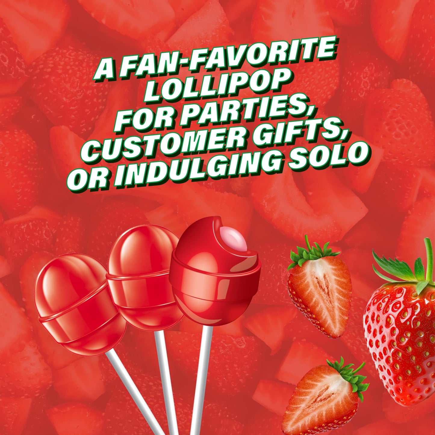 Colombina Bon Bon Bum Lollipops W/Bubble Gum Center, Strawberry Flavor, Individually Wrapped, Ideal For Party Favors And Gifts, 1 Pack (24 Count)