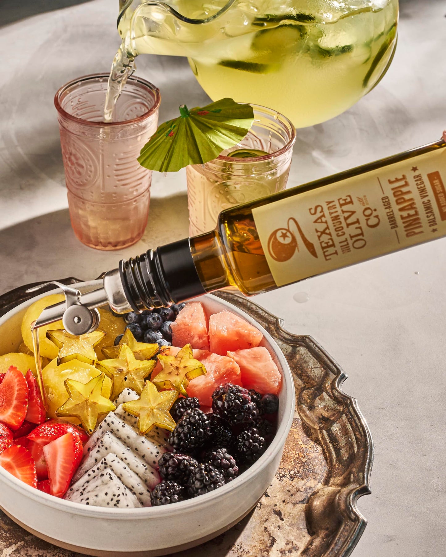 TEXAS HILL COUNTRY OLIVE CO. Pineapple Balsamic Vinegar, Gourmet Barrel Aged, 8.45 Fl Oz (Pack of 2)