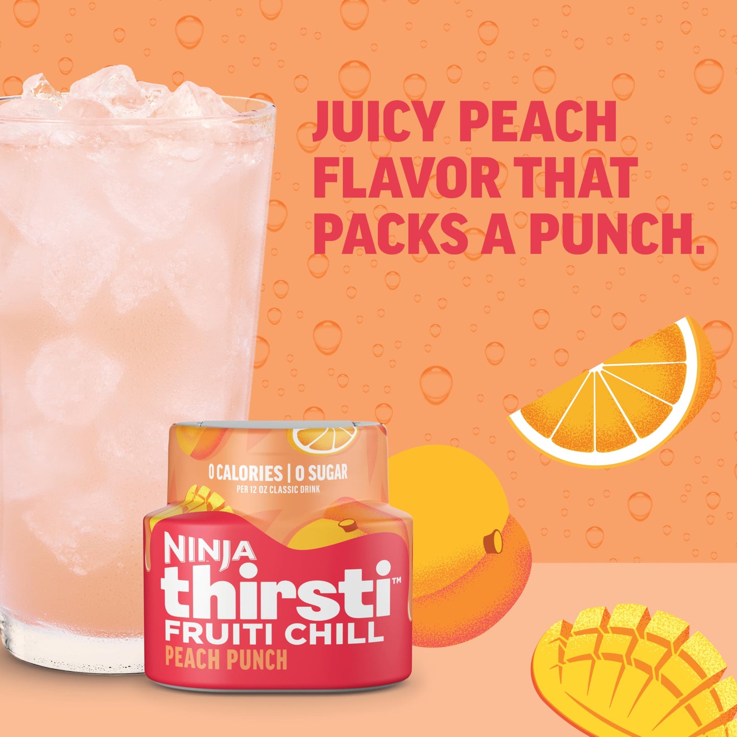 Ninja Thirsti Flavored Water Drops, Fruiti Chill Peach Punch, Bold Fruit Flavor, Sparkling Or Still, Zero Calories, Zero Sugar,
