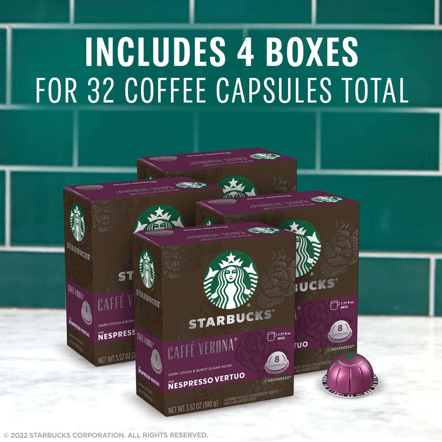 Starbucks by Nespresso Vertuo Caffè Verona Dark Roast Coffee Pods, 32 Count, Brews 7.8 oz.