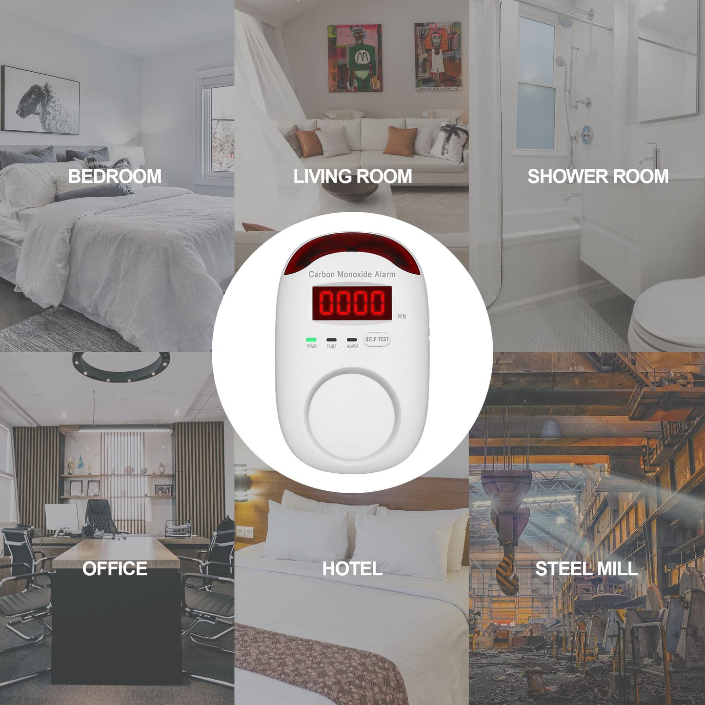 Koabbit Carbon Monoxide Detector - Plug In Co Level Monitor Alarm With Digital Display Sound & Light Warning For Home/Apartments