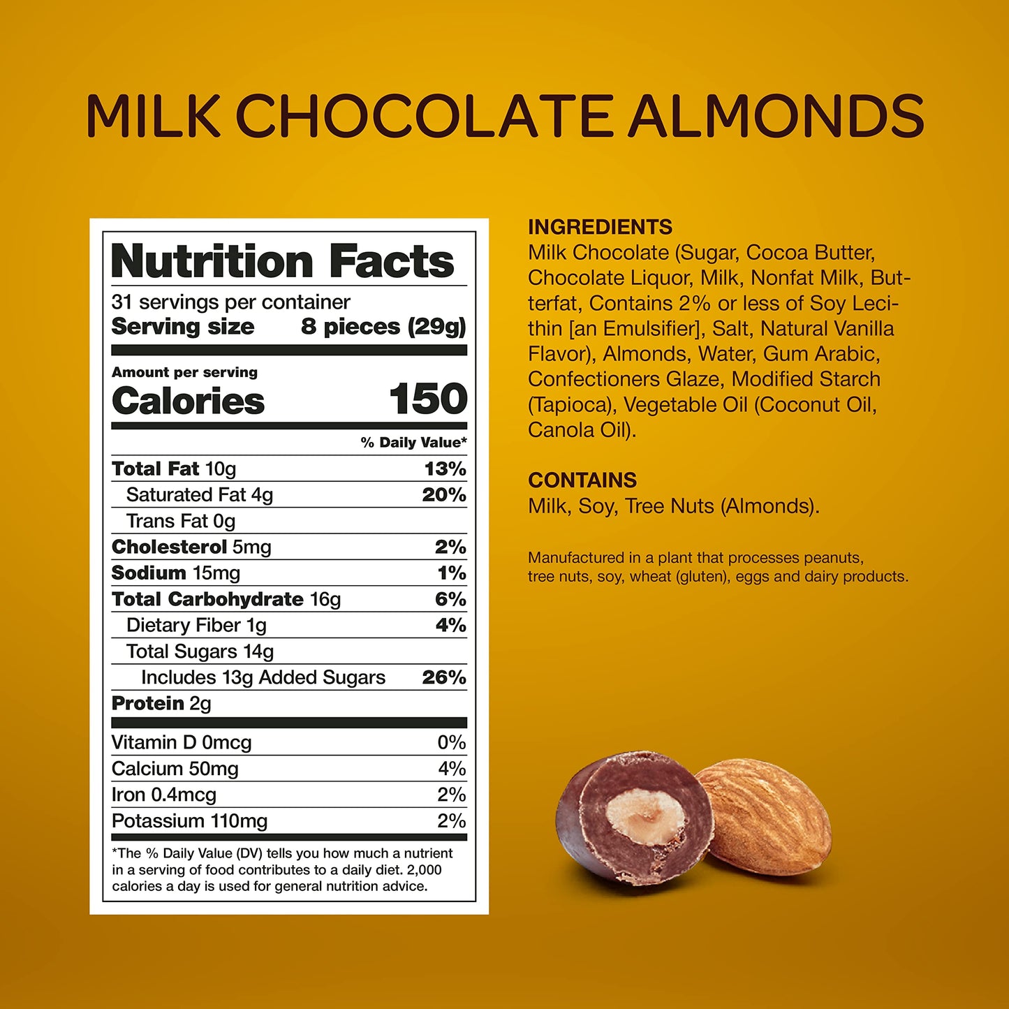 Milk Chocolate Covered Almonds Candy - 2 Pound Bulk Pack