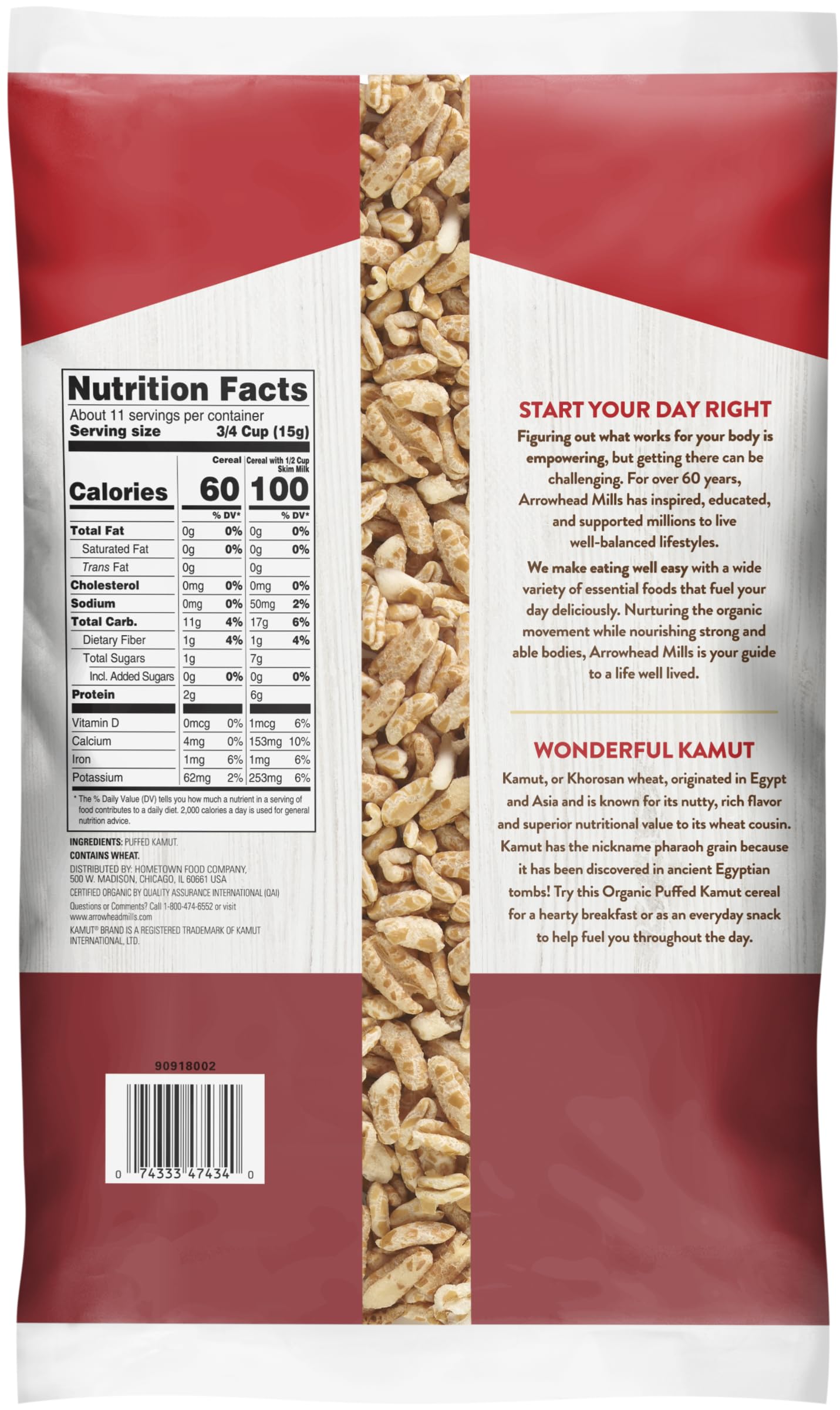 Arrowhead Mills Organic Puffed Kamut Cereal, 6 Oz Bag (Pack Of 3)
