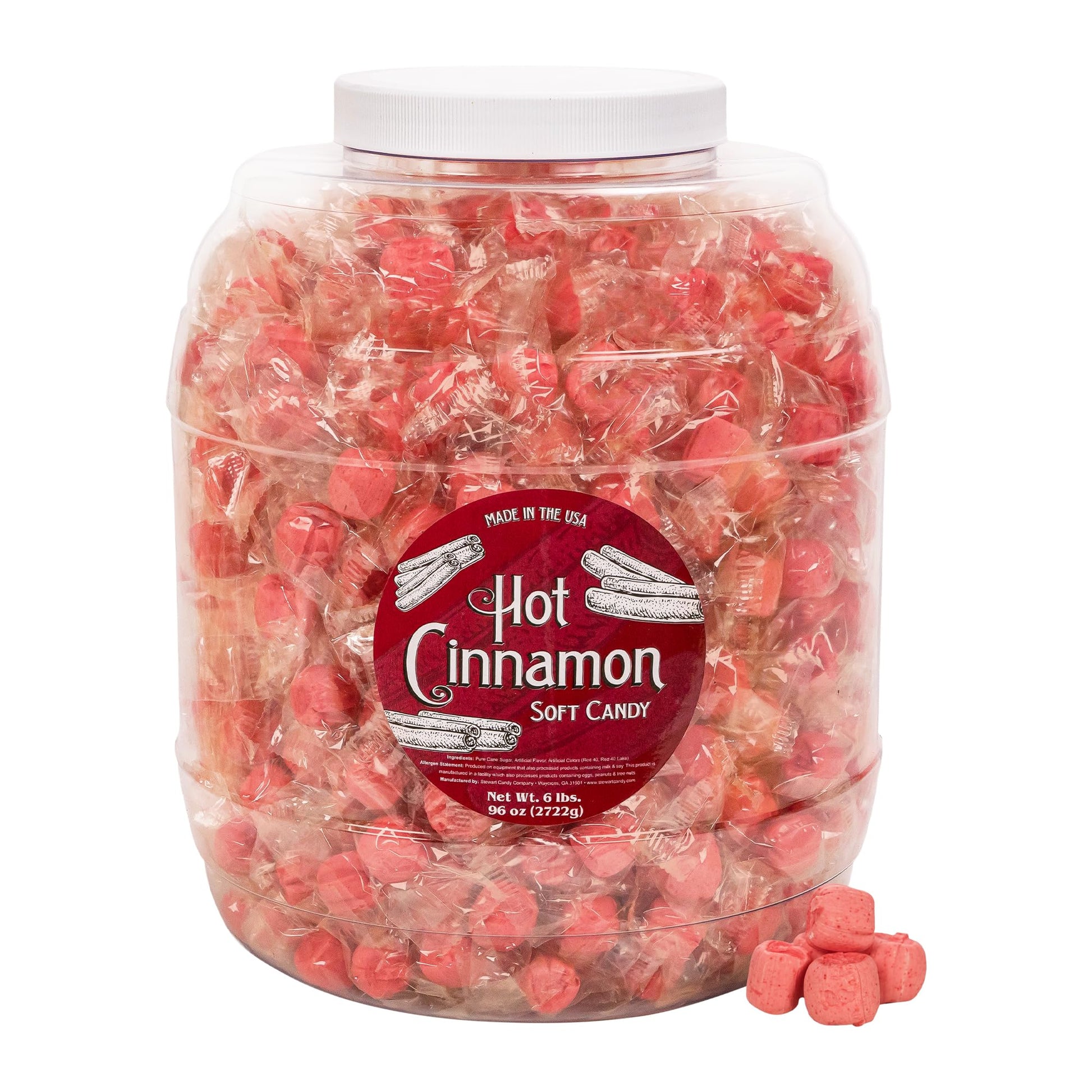 Stewart Old Fashioned Hot Cinnamon Candy Puffs | Red Cinnamon Candies Individually Wrapped Candy | Pure Cane Sugar Candy | Fat-F