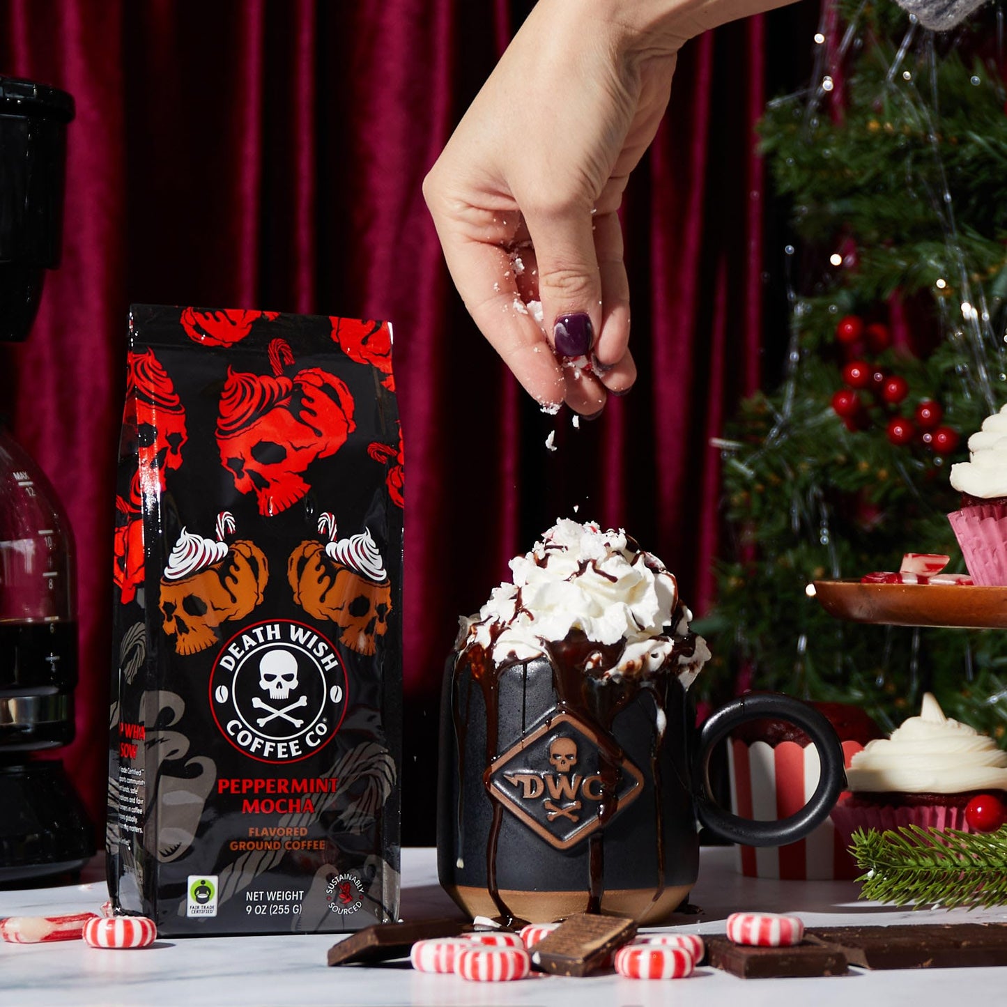 Death Wish Coffee - Peppermint Mocha Flavored Ground Coffee (18 Ounce)