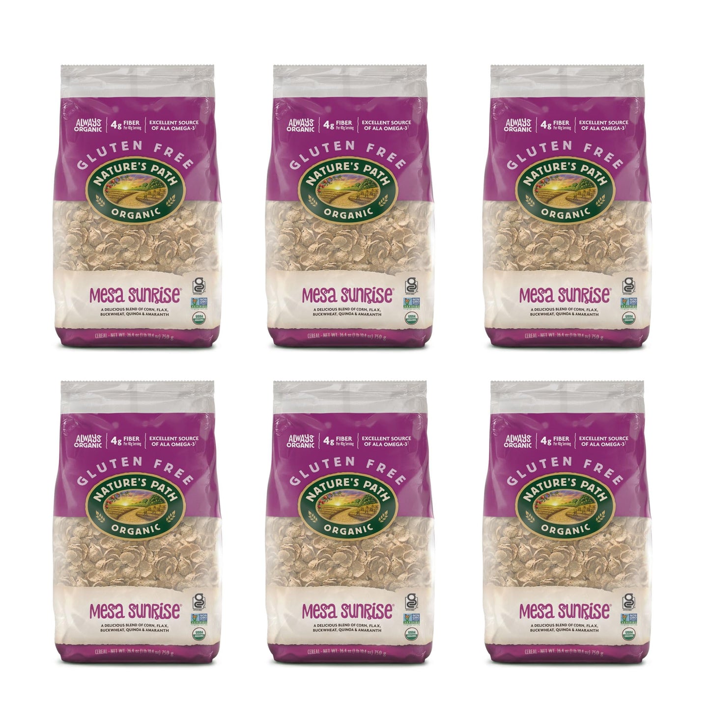 Nature 'S Path Organic Gluten Free Mesa Sunrise Cereal, 1 Lb 10.4 Oz Earth Friendly Package (Pack Of 6), Non-Gmo, Low Fat