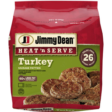 Jimmy Dean, Heat N Serve Turkey Sausage Patties, 26 count