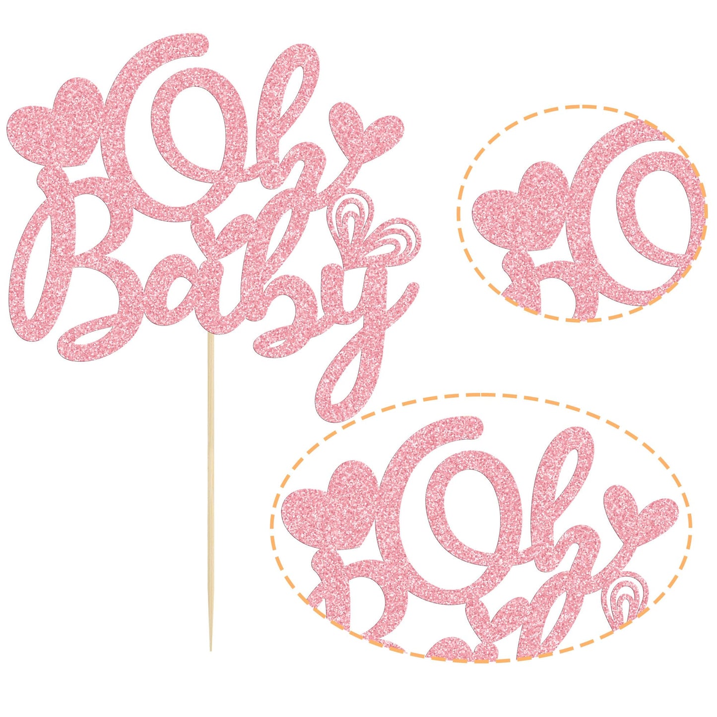 Ephlyn 1Pcs Happy Valentine'S Day Oh Baby Cake Topper Pink Glitter Valentine Babyshower Cake Decorations For Love Valentine'S Da
